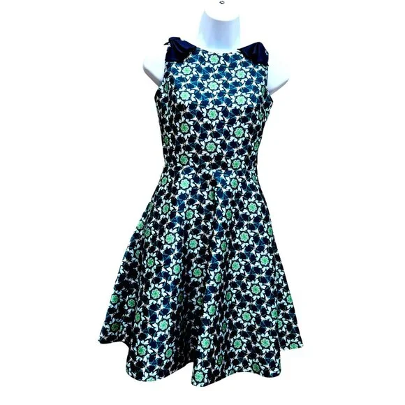 Ted Baker London Sainte Geo Bird Bow Fit & Flare Dress Size 0 - Picture 1 of 16